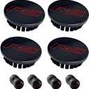 4PCS 59mm 2.3 inch RS Wheel Center Cap Hub Covers 4pcs Tire Valve Stem Cap Covers Compatible with Chevy Camaro Equinox Trax Cruze Malibu Impala Volt Grand RS Accessories (Black Red)