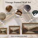 Vintage Gold Framed Canvas Wall Art Autumn Fall Natural Lake Panoramic Painting Picture Wall Decor Moody Countryside Poster Print Artwork for Bedroom Kitchen Living Room Home Decoration