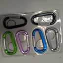 6PCS Black Carabiner Caribeaner Clip,3" Large Aluminum D Ring Shape Carabeaner with 6PCS Keyring Keychain Hook (Multi-color)