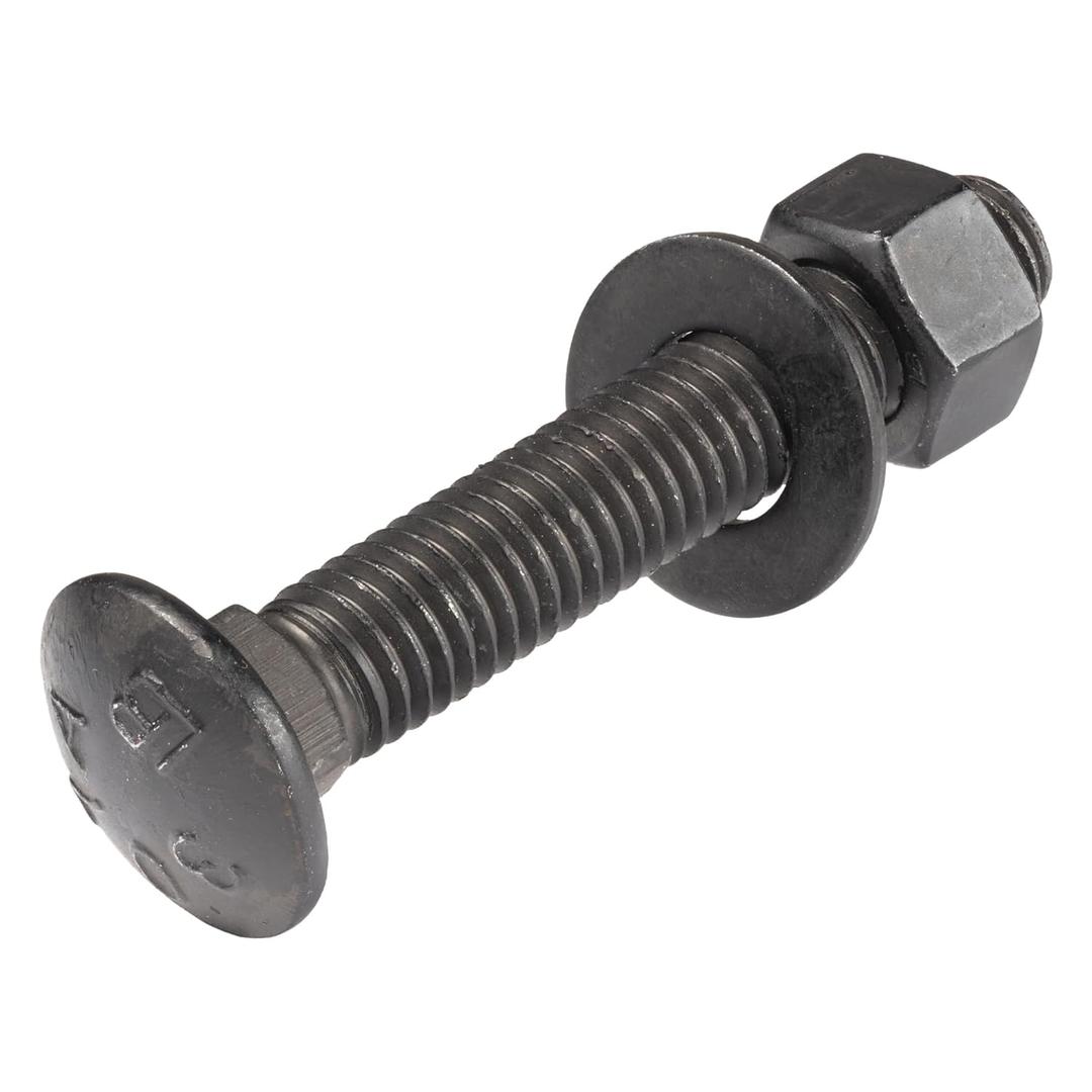3/8" x 2" (25 Pack) Black Carriage Bolt Kit, Grade 307A, Ceramic Coated for Exterior Use, 2X Rust Resistance of Galvanized by Makers Bolt