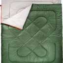 Amazon Basics Rectangular Sleeping Bag for Camping and Hiking in Cold Weather, Double Size for Two, Olive Green