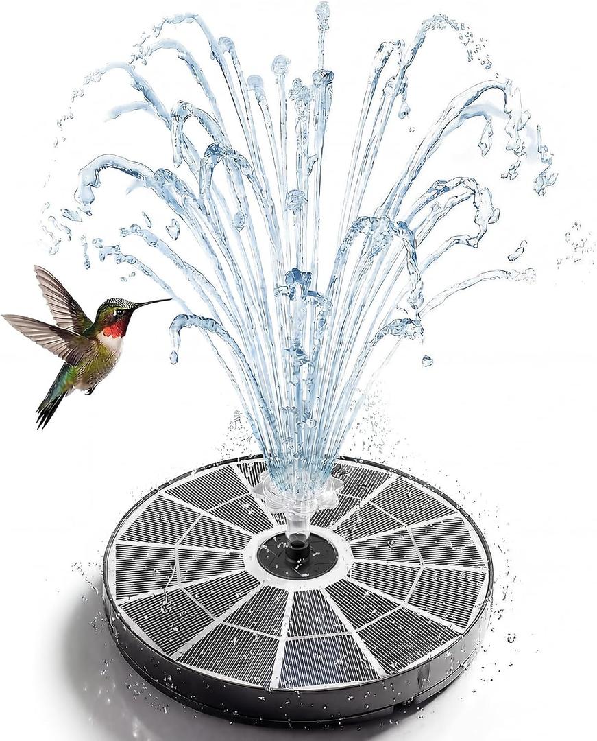 AISITIN 3.7W Solar Bird Bath Fountain Upgraded 6.3" Solar Glass Panel, Solar Powered Fountain Pump with Integrated Bracket & Storage for Bird Bath, Pond, Garden, Aquarium and Outdoor