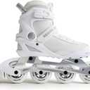 Inline Skates PRO for Adult Women - ABEC-9 Bearing with Breathable Lining for Male Female, Optional Brake, Size W 6-9, Black, US Women 8