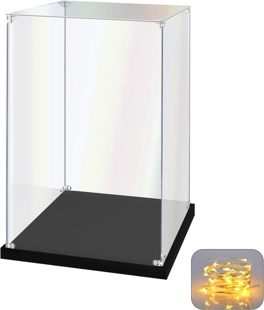 Acrylic Display Case for Collectibles Assemble Clear Acrylic Display Box for Lego Alternative Glass Case for Display Figures Doll Toys Home Storage(8x8x12 inch, 20x20x30 cm)