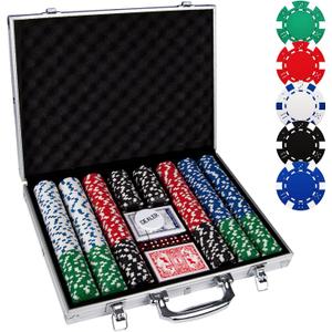 Poker Chips,500PCS Poker Chip Set with Aluminum Travel Case,11.5 Gram Poker Set for Texas Holdem Blackjack Gambling (Red Green Black White Blue)