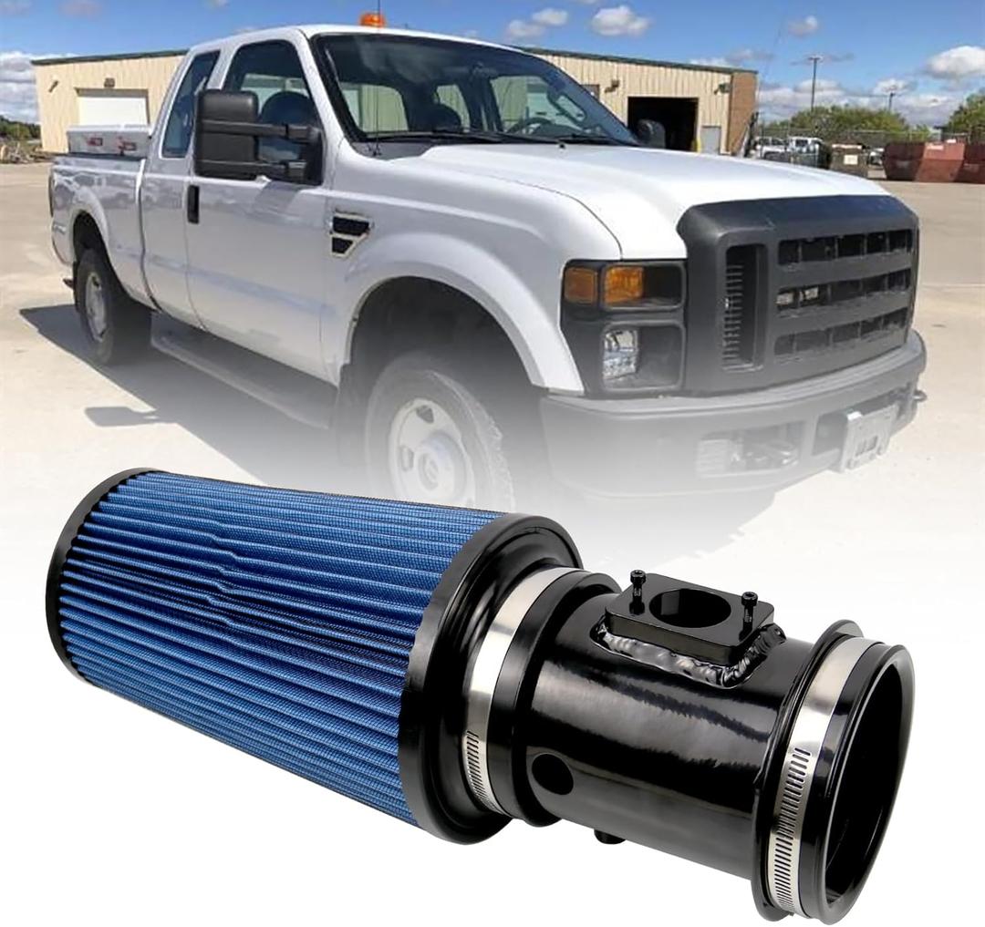 RULLINE 4" Air Intake System Air Intake Pipe with Oiled Filter Compatible with Ford F250 F350 F450 6.4L Powerstroke Diesel 2008-2010 (Blue)