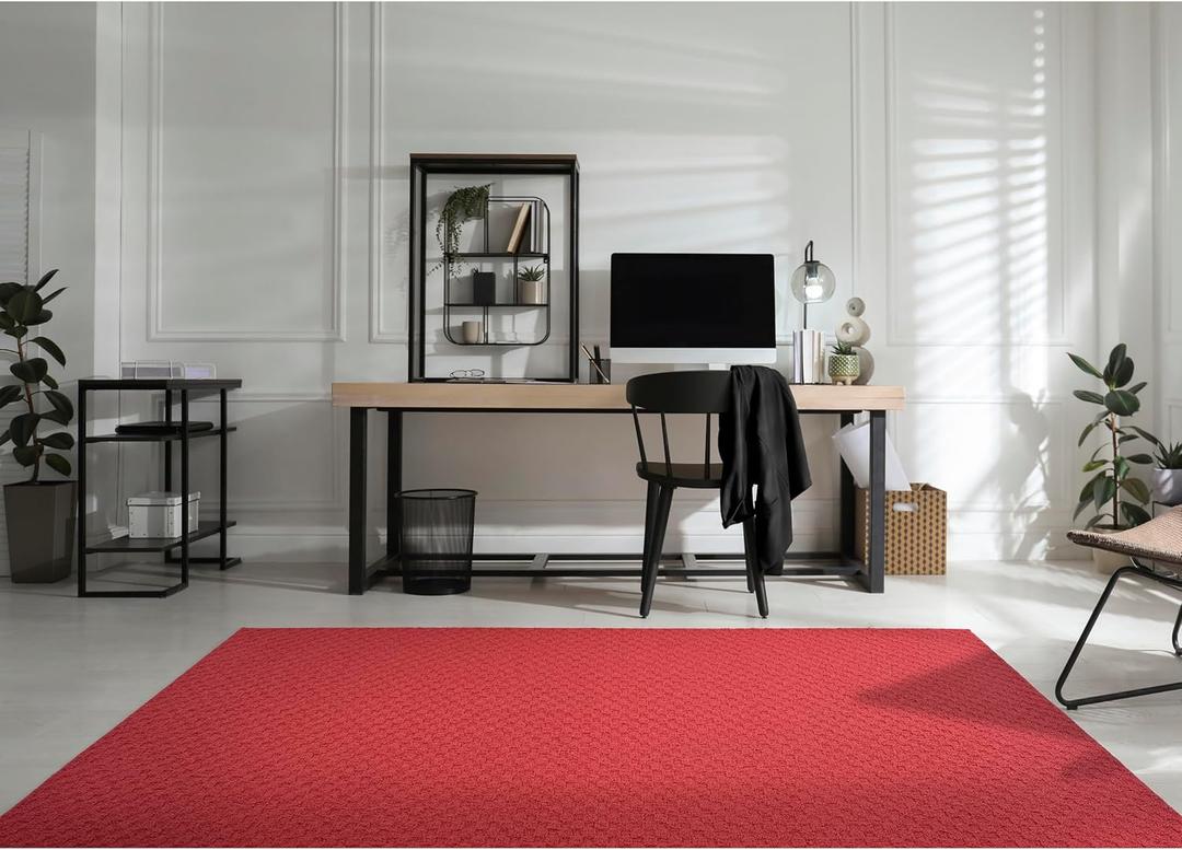 Garland Rug Town Square Chili Pepper Red 3' x 5' Non Slip Area Rug for Living Rooms & Hallways, Stylish & Durable for High-Traffic Areas