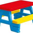 DOLU : Big Plastic Picnic Table for 4 - Blue, Red, Yellow - Indoor & Outdoor Use, 44lb Capacity, 44x77x71, Designed for Toddlers & Kids Ages 2+, 43 inches x 77 inches x 71 inches
