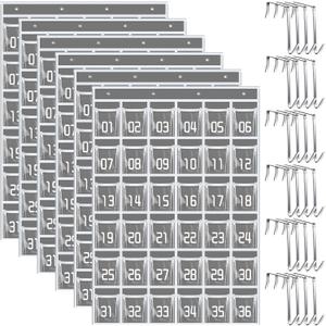Panelee 6 Pcs 36 Numbered Clear Pocket Chart for Classroom Cell Phones and Calculator Holder Closet Hanging Organizer with Pockets for Wall Door School Teacher Office Storage Organization Supplies