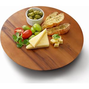13" Acacia Lazy Susan Organizer for Table - Wooden Lazy Susan Turntable - Wood Kitchen Turntable Storage Food for Cheese Boards, Pantry, Fridge, Countertop (Acacia Wood, 13 Inch)