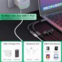 Dual USB-C Headphone and Charger Adapter - 1 in 2 out USB C Splitter with 60W Fast Charging and Audio Adapter for iPhone 16 15 iPad Huawei Galaxy PC, Type-C to Headphone Splitter for Call & Music