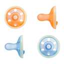 Tommee Tippee Breast-Like Night Pacifier, 0-6 Months, Breast-Like Baglet, BPA-Free Binkies, Glow in The Dark Technology, Orange/Blue, Pack of 4