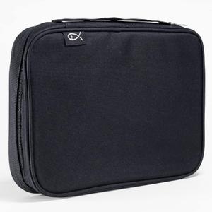 Divinity Boutique Canvas Bible Case - Black Bible Cover for Men and Women - Fabric Zippered Bag with Pockets for Compact, X-Large and XX-Large Books (XXL)