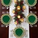 Green Charger Plates with Flower Rim, 13" Round Charger for Dinner Plates, Set of 6 Plastic Plate Chargers for Halloween, Thanksgivng, Christmas.