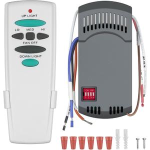 Universal Ceiling Fan Remote Control Kit with Up Down Light Replacement for Hampton Bay Harbor Breeze Hunter 3-Speed Dimmer UC7078T UC7080T CHQ7078T L3H2010FANHD Fan-HD6 FAN-28R