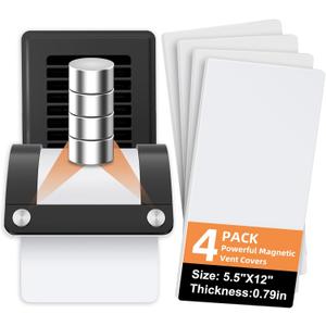 Magnetic Vent Covers 5.5" x 12" - 4 Pack Pockets for Complete Seal Vents Cover for Floor Standard Air Registers for Floors Wall and Ceiling Register, Homes and RV, HVAC and Air Conditioning Vents (White)