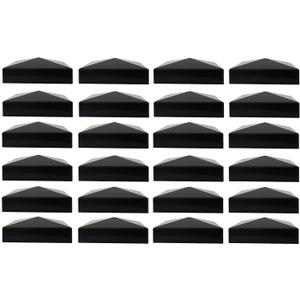 True 5x5 (127mm x 127mm) Plastic Pyramid Vinyl Fence Post Cap Black or White Multiple Quantities for True Actual 5" x 5" Vinyl Posts (24, Black)