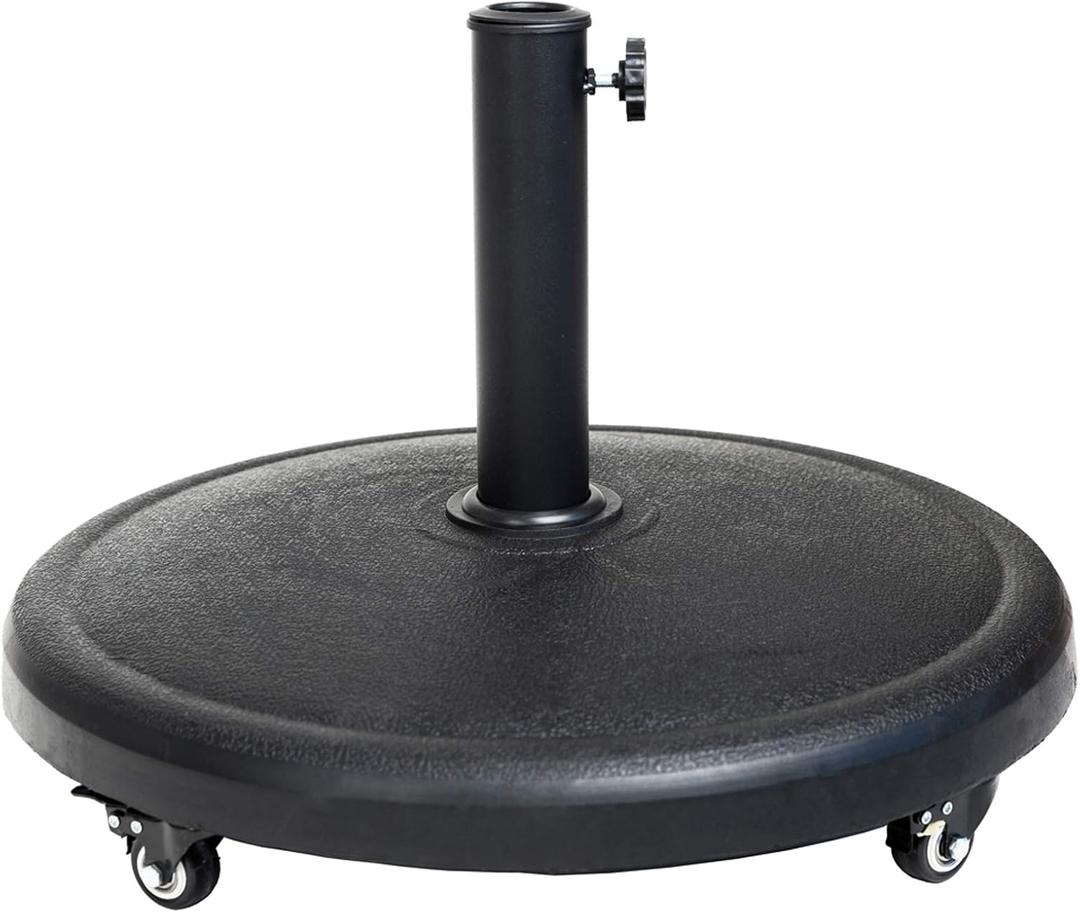 C-Hopetree 44 lb Heavy Duty Round Base Stand with Rolling Wheels for Outdoor Patio Market Table Umbrella, Black