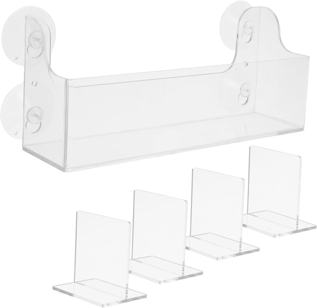 Cabilock Suction Cup Fridge Organizer with Adjustable Dividers 5-Compartment Drink Holder Shelf for Refrigerator Door Storage Space-Saving Kitchen Beverage Rack