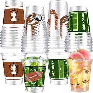 45 Pcs Football Party Cups Super Bowl Plastic Cups 12 OZ Football Disposable Clear Cups Football Drinking Cups for Football Party Supply, Ertyjikg-1