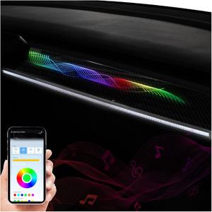 RGB Ambient Light for Tesla Model 3 & Model Y, LED Center Console Dashboard Neon Light with Storage Box for 2019-2022 Tesla Model 3/2021-2024 Model Y Accessories (Ribbon Flowing Style)