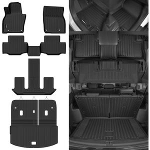 Naibeve Floor Mats for 2024 2025 2026 Mazda CX-90 7 Seats Bucket Seats - All Weather Custom Fit for Mazda CX-90 Floor Mats & Cargo Mat with Backrest Mats Waterproof Interior Accessories
