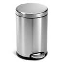 simplehuman 4.5 Liter / 1.2 Gallon Round Bathroom Step Trash Can, Brushed Stainless Steel