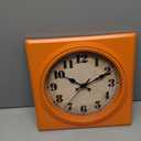 Vintage Wall Clock 1950s Style - Retro 50's Mid Century Square Wall Clocks Battery Operated Silent for Kitchen, Home Decor - 12 Inch, Orange