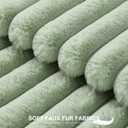Pallene Faux Fur Plush Throw Pillow Covers 16x16 Set of 2, Luxury Soft Fluffy Striped Decorative Pillow Covers for Sofa, Couch, Living Room, Sage Green