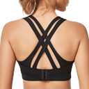 Yvette Women High Impact Sports Bras Criss Cross Back Sexy Running Bra for Plus Size (Black + Double Thin Strap + High Impact), Large