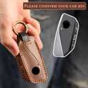 Key Fob Cover for BMW Compatible with BMW 2022 - 2025 1 6 7 X1 X7 X5 I7 XM 740 220 118 3 Button Smart Leather Car Key Protector Key Case Fob Chain/Brown