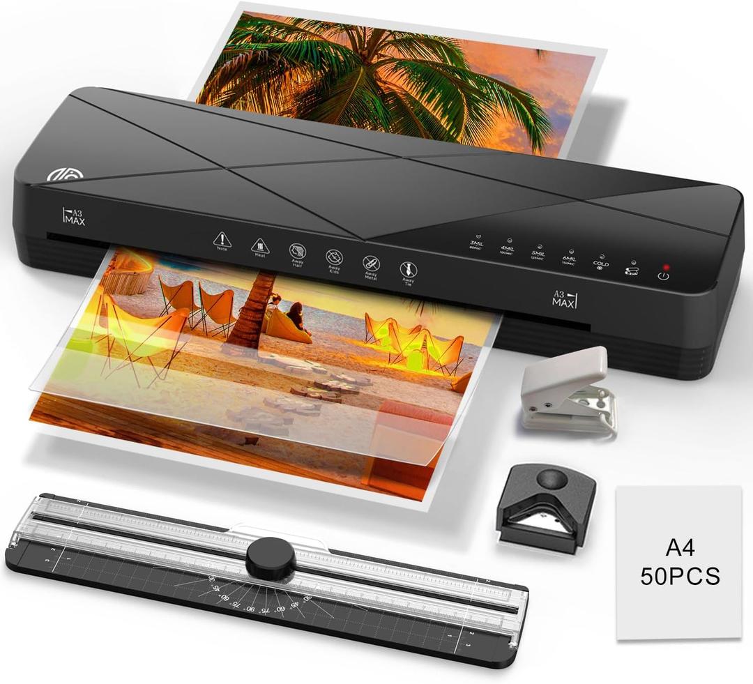 Crenova Laminator Machine 13 inch,Laminator Touch Screen with 50 Laminating Sheets, 60s Quick Warm Up Auto Off, Hot and Cold Laminator ABS Jam Free, Laminator for Home Office School, Black