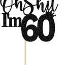 60th Birthday Cake Topper, Happy 60th Birthday Cake Decorations, 60 and Fabulous, Cheers to 60 Years, Funny 60th Birthday Party Decorations Black Glitter