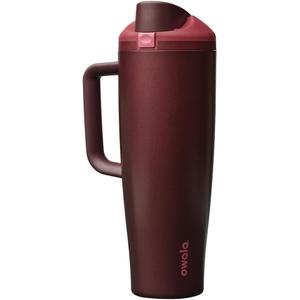 Owala FreeSip Tumbler Insulated Stainless Steel Water Bottle with Builtin Straw and Side Handle, For Travel, Work, School, and Sports, 40oz, BPA Free, Leak Proof, Black Cherry