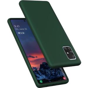 E Segoi Designed for Galaxy A71 5G Case, Liquid Silicone Gel Rubber Shockproof Case Soft Microfiber Cloth Lining Cushion Compatible with Galaxy A71 5G 6.7 inch (Sequoia Green)