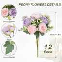 MARTINE MALL 12 Packs Peonies Artificial Flowers, Pinkish-Purple Artificial Peonies, Silk Peonies Flowers Fake peonies Artificial Flowers Peonies Bouquet for Centerpiece Table Wedding Party Home Decor