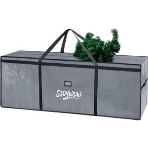 Extra Large Christmas Tree Storage Bag 12 ft for Xmas Trees - Grey | Heavy Duty, Built-in Zip Mesh Pockets, Reinforced Handles, Dual Zippers Wide Opening, Thickness PE Bag, Moving Bags