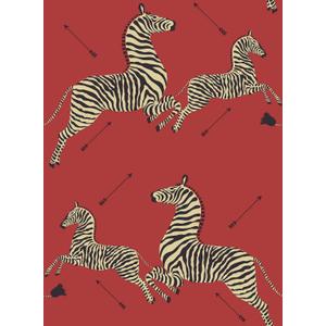 NuWallpaper x Scalamandre Red Masai Zebra Safari Self Adhesive Wallpaper, SCS3869