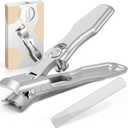 3 x Nail Clippers for Men Thick Nails,INXEN Wide Jaw Opening No Splash Fingernail Clipper with Catcher,German Toe Nail Clippers for Thick Nails for Seniors, Stainless Steel Nail Cutter for Adult