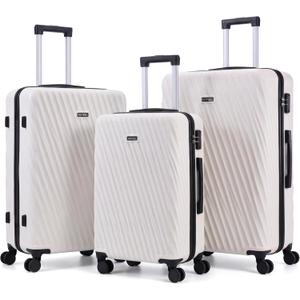 Hoteel Luggage Sets 3 Piece Hardside, Luggage Set with Spinner Wheels, TSA Lock, Wet/Dry Separation Compartment, Lightweight Carry on Luggage, 20"/24"/28" Suitcase, Beige