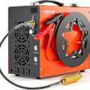 VEVOR PCP Air Compressor, 4500PSI/30Mpa Portable PCP Airgun Compressor - Built-in Water and Fan Cooling System, Auto-Stop | DC12V/AC120V Paintball Tank Compressor for Air Rifle, Scuba Diving Bottle