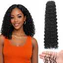 Deep Wave Feather Crochet Hair 12 Inch 100 Strands Pre-Looped for Black Women, 180g Synthetic Pre Separated Invisible Knotless Crochet Bundles, Feathered Tip Braids (1B, 12Inch (100strands))