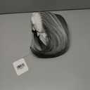 KOME Grey Synthetic Lace Front Wig,Silver Side Part Short Straight Glueless Bob Wigs for White Women Daily Use 10IN (#2/60HL)