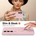 for Galaxy S26 Case with Stand, Slim Liquid Silicone Phone Cases for Samsung Galaxy S26 Compatible with MagSafe, Full Camera Protection Magnetic Kickstand Cover Case for Samsung S26, Pink