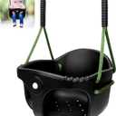 Dakzou Jungle Gym High Back Full Bucket Toddler Swing Seat Upgraded Heavy Duty with Finger Grip Chain Fully Assembled Swing Set AccessoryBlack