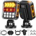 Solar Wireless Trailer Lights - Turn/Brake/Tail/Reverse Modes, Magnetic Towing Lights with Reflectors, 100FT 2.4GHz, USB-C Rechargeable, IPX6 Waterproof for Truck, Boat, RV