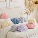 Shell Pillow, Seashell Throw Pillow Room Decor for Couch Bed, Shell Pillows Soft Plush Pillow, Sea Shell Decorative Beach Cushion Pillows (Lavender Purple, 18 X 13 Inches)