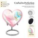 YATHABHISA Pastel Rainbow Marble Large Heart Urn for Human Ashes, Memorial Decorative Container, Small Funeral Cremation Jar for Women & Adult Male