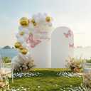 Metal Arch Backdrop Stand and Cover Set, 8FT, 6.6FT Party Backdrop, Easy to Assemble, Backdrop Stand for Parties, Birthday, Baby Showe