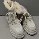 Snow Boots for Women Waterproof Winter Boots – Warm Insulated Mid Calf Boots with Faux Fur Lining, Lace-Up and Side Zipper – Non-Slip Thick Sole Womens Snow Shoes, Botas de Nieve para Mujer – White, 8